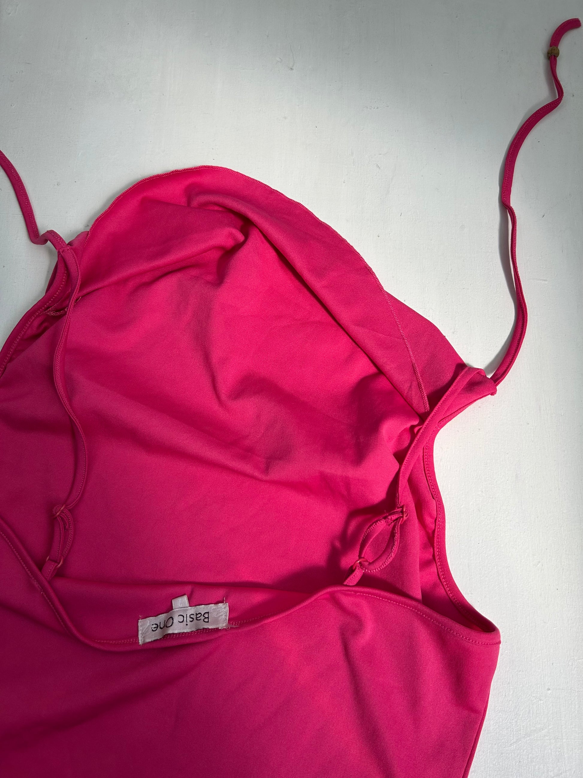 Plunge neck  stretchy halter top (M/L)