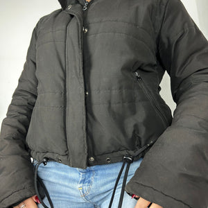 Black zip up puffer jacket (S/M)