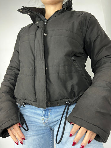 Black zip up puffer jacket (S/M)