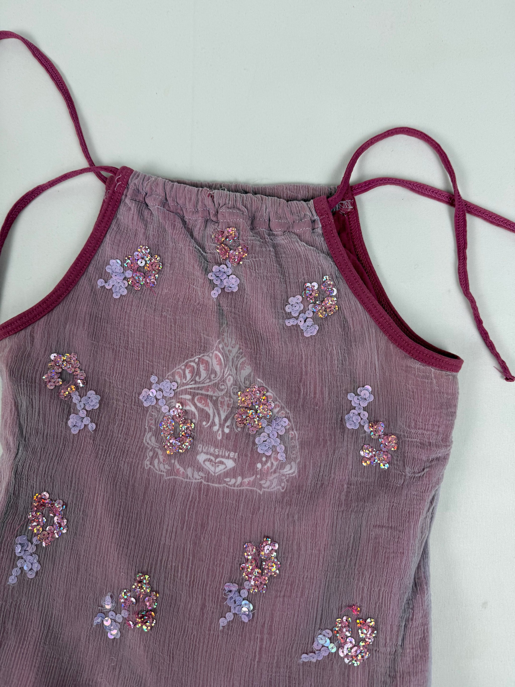Pink mesh lined halter top (S)