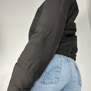 Black zip up puffer jacket (S/M)