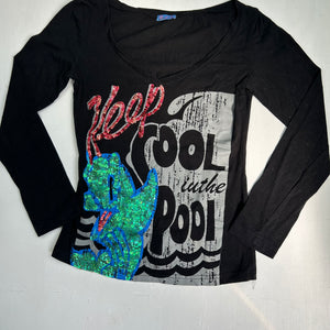 Black graphic long sleeves top (S)