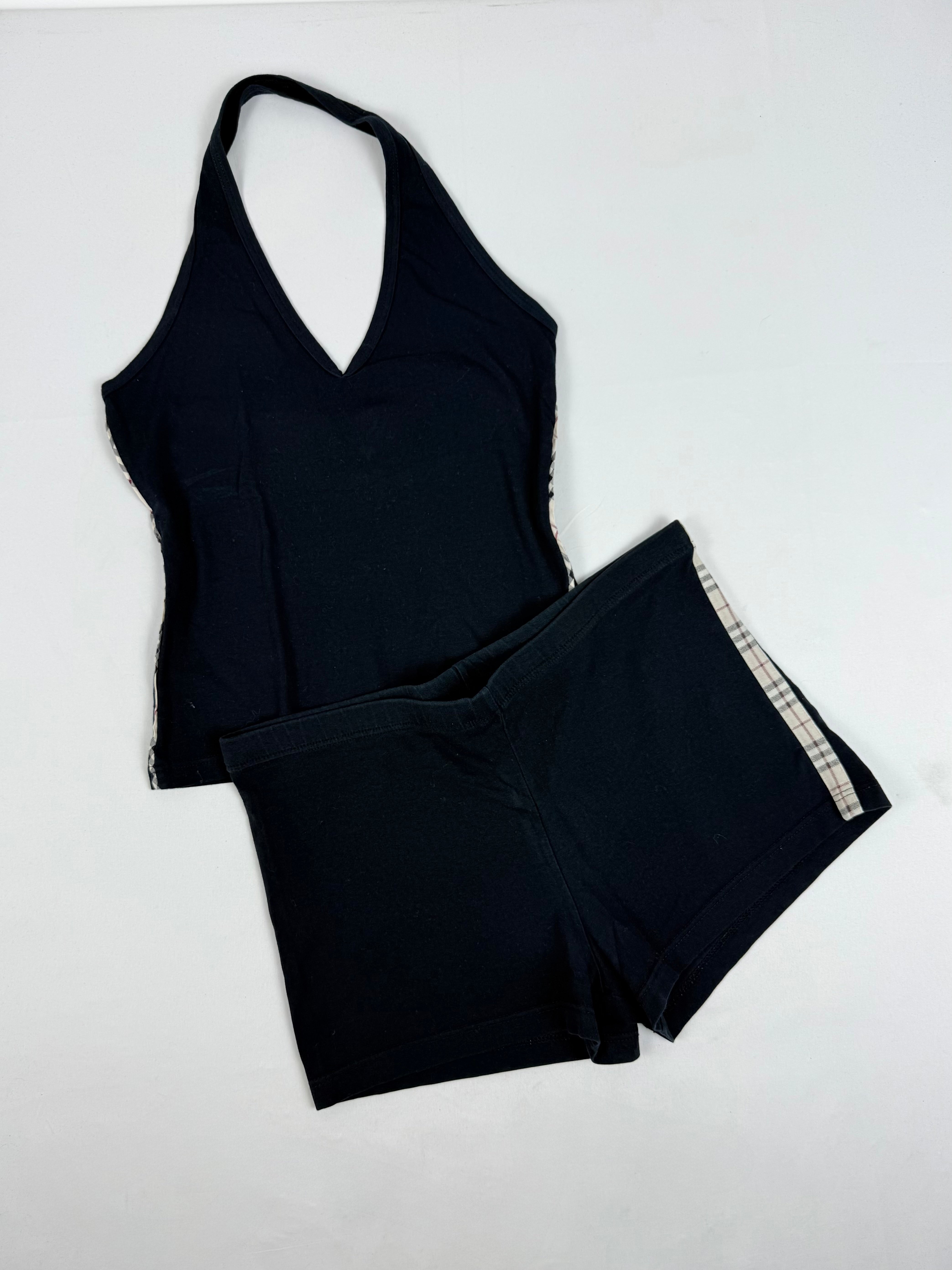 Black 100% cotton mini short + top set (S/M)