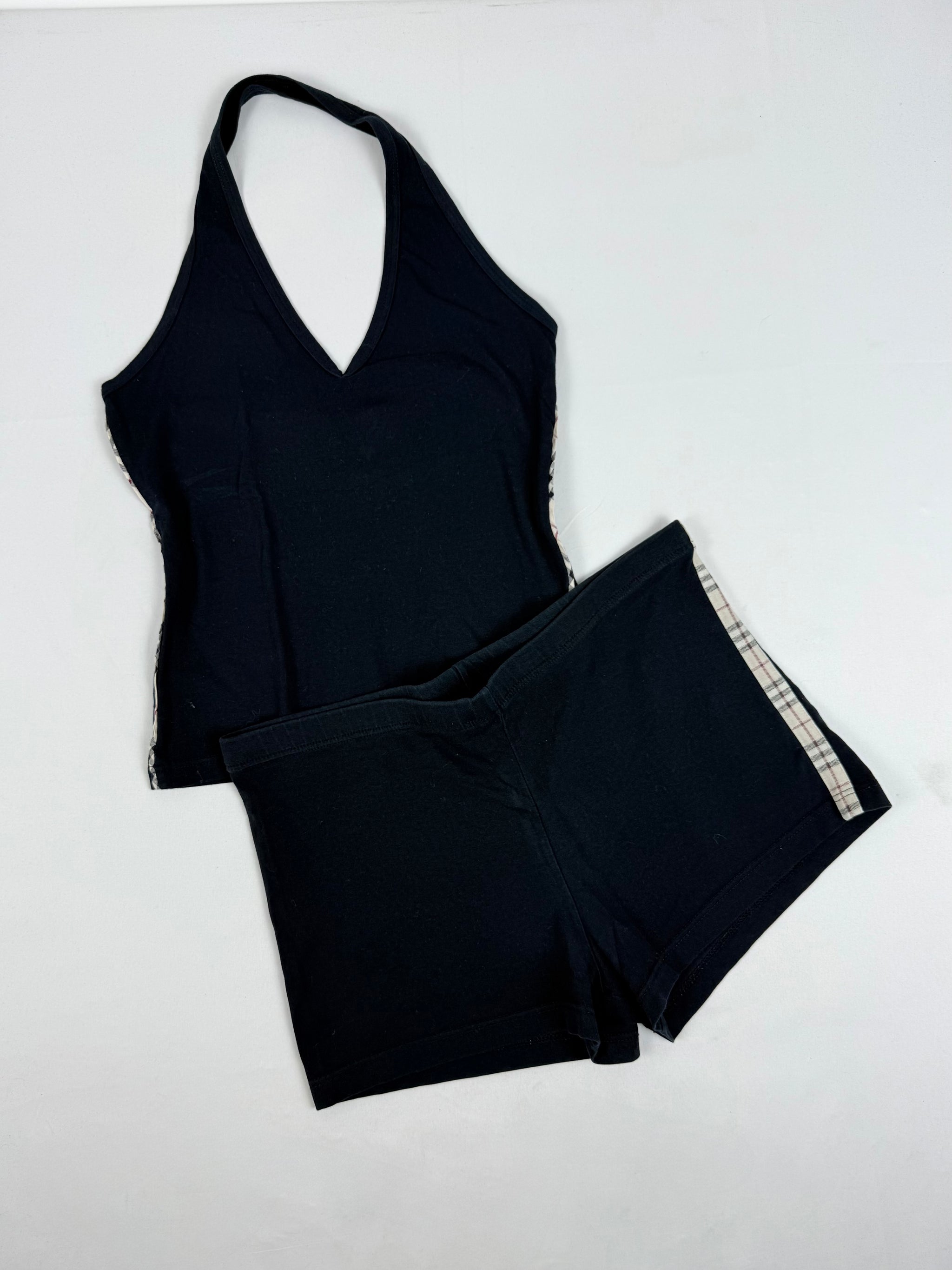 Black 100% cotton mini short + top set (S/M)