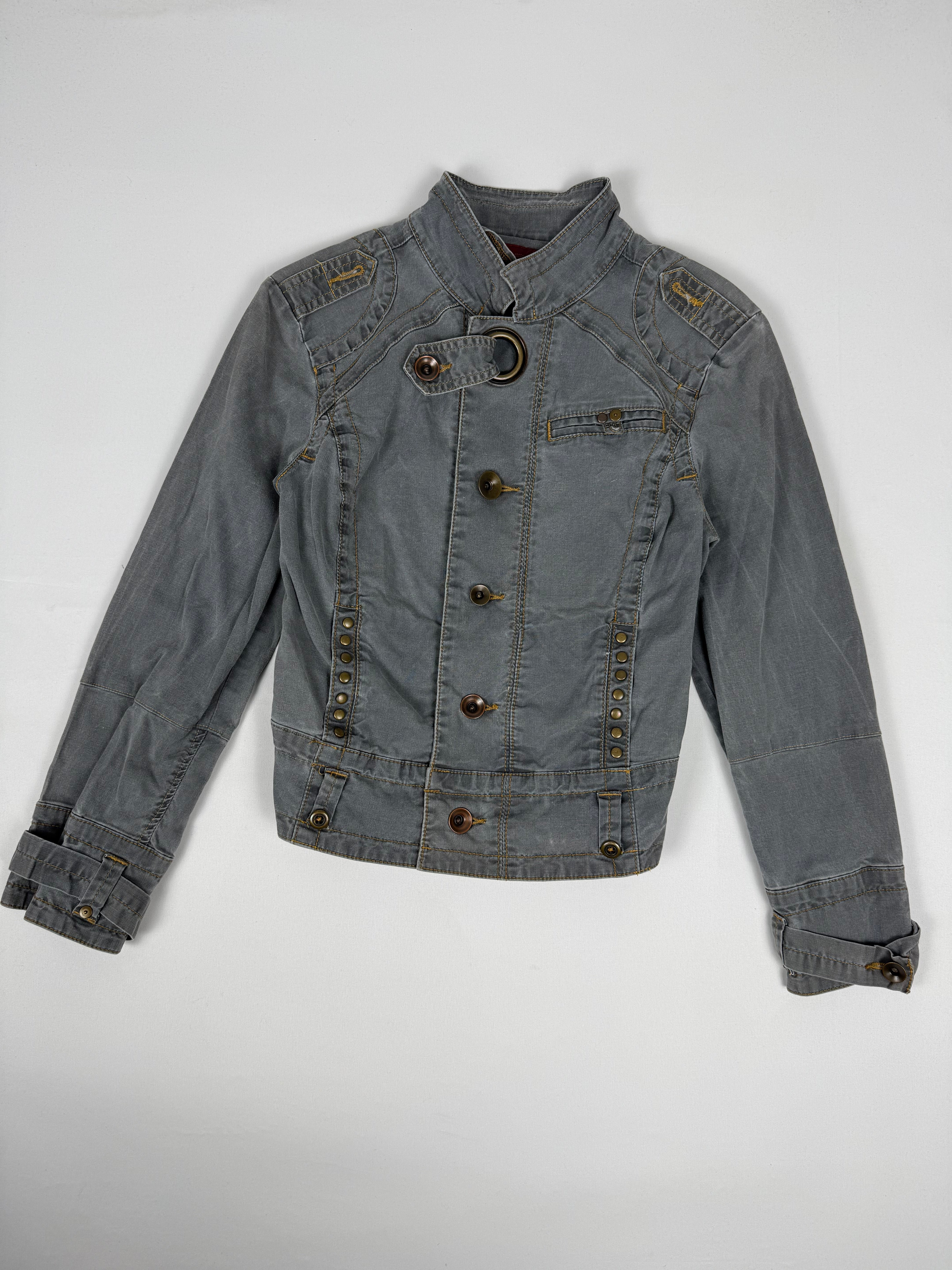 Grey denim biker jacket (M)