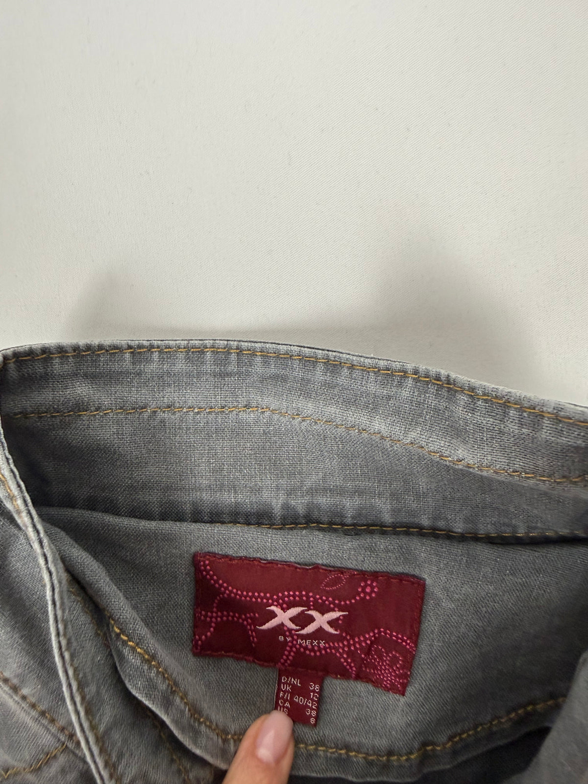 Grey denim biker jacket (M)