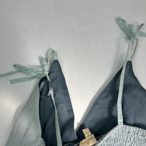 Light blue 100% cotton pleated mini dress (M)