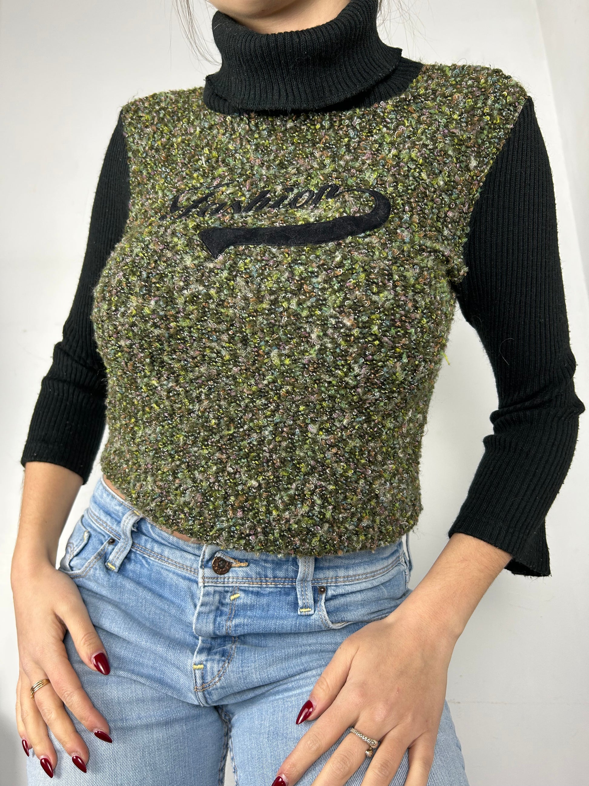 Khaki turtleneck jumper (XS)