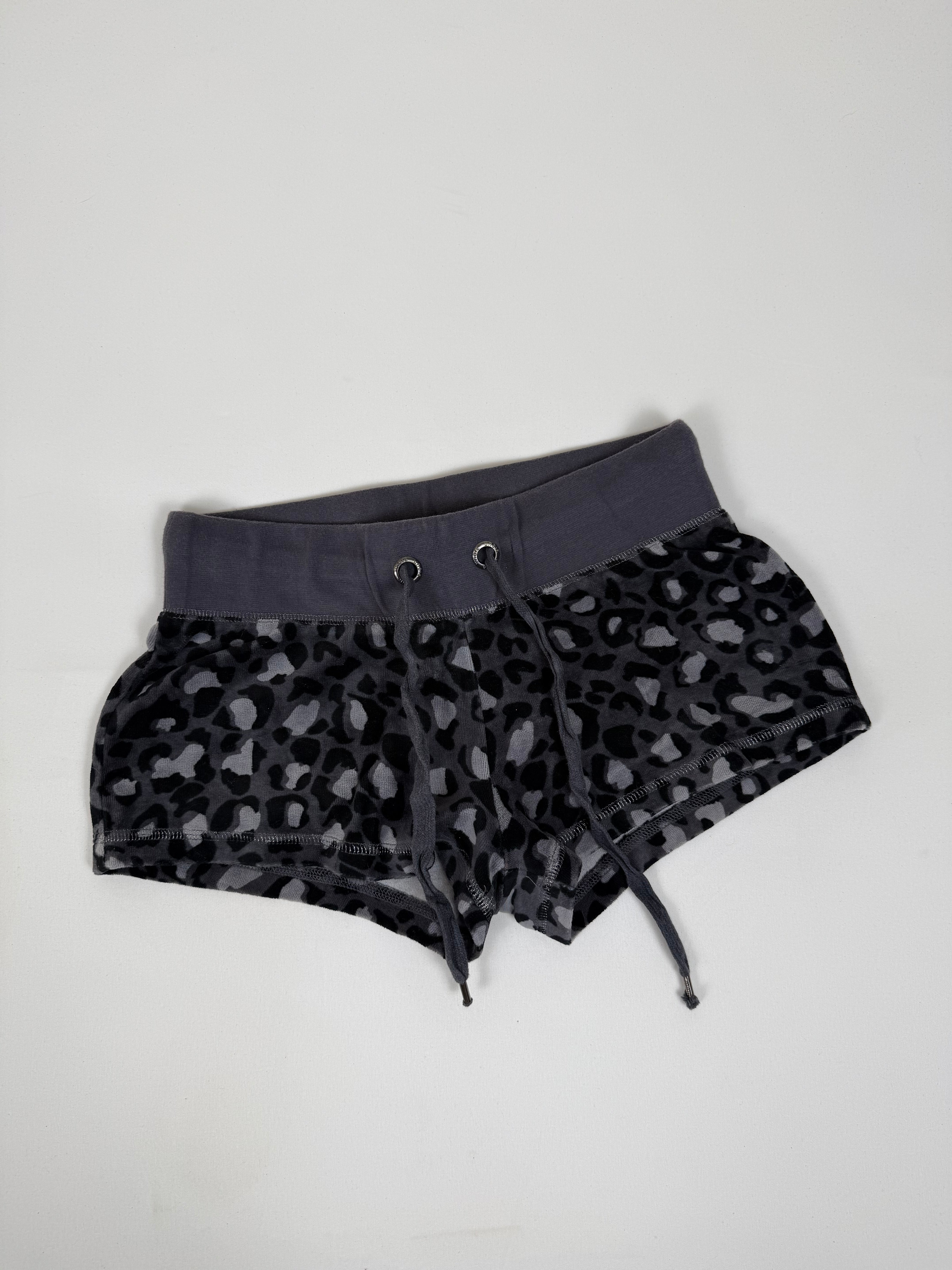 Grey velvet animal print mini short (XS)