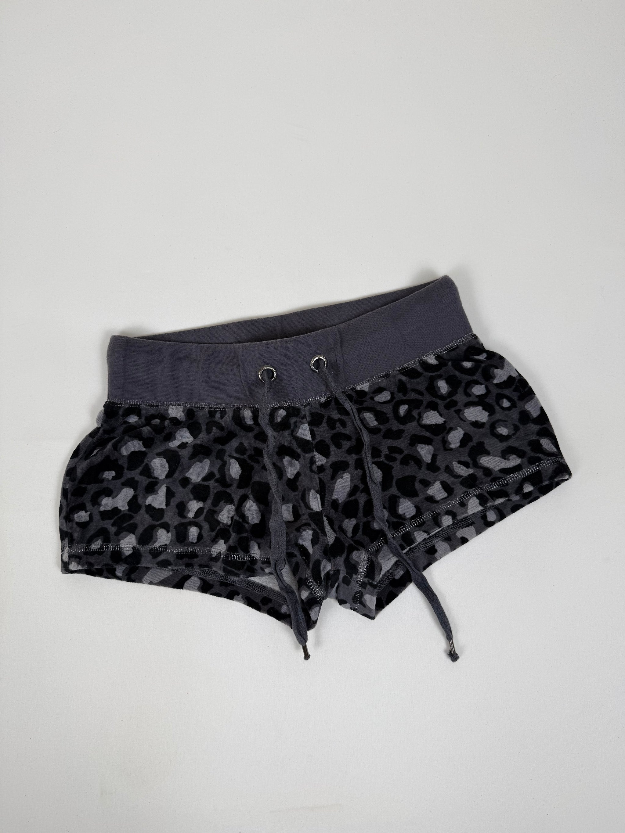 Grey velvet animal print mini short (XS)