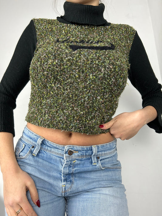 Khaki turtleneck jumper (XS)