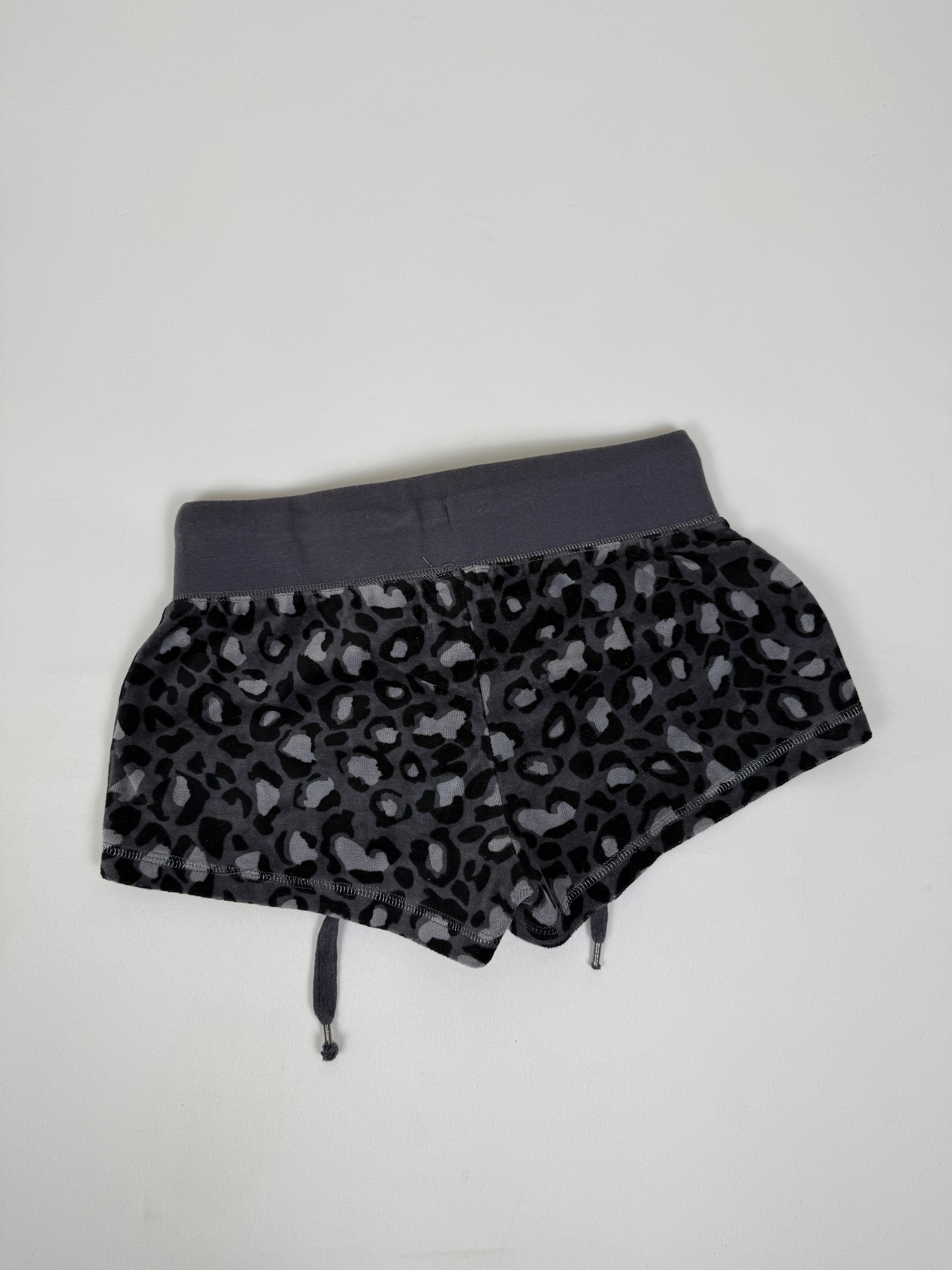 Grey velvet animal print mini short (XS)