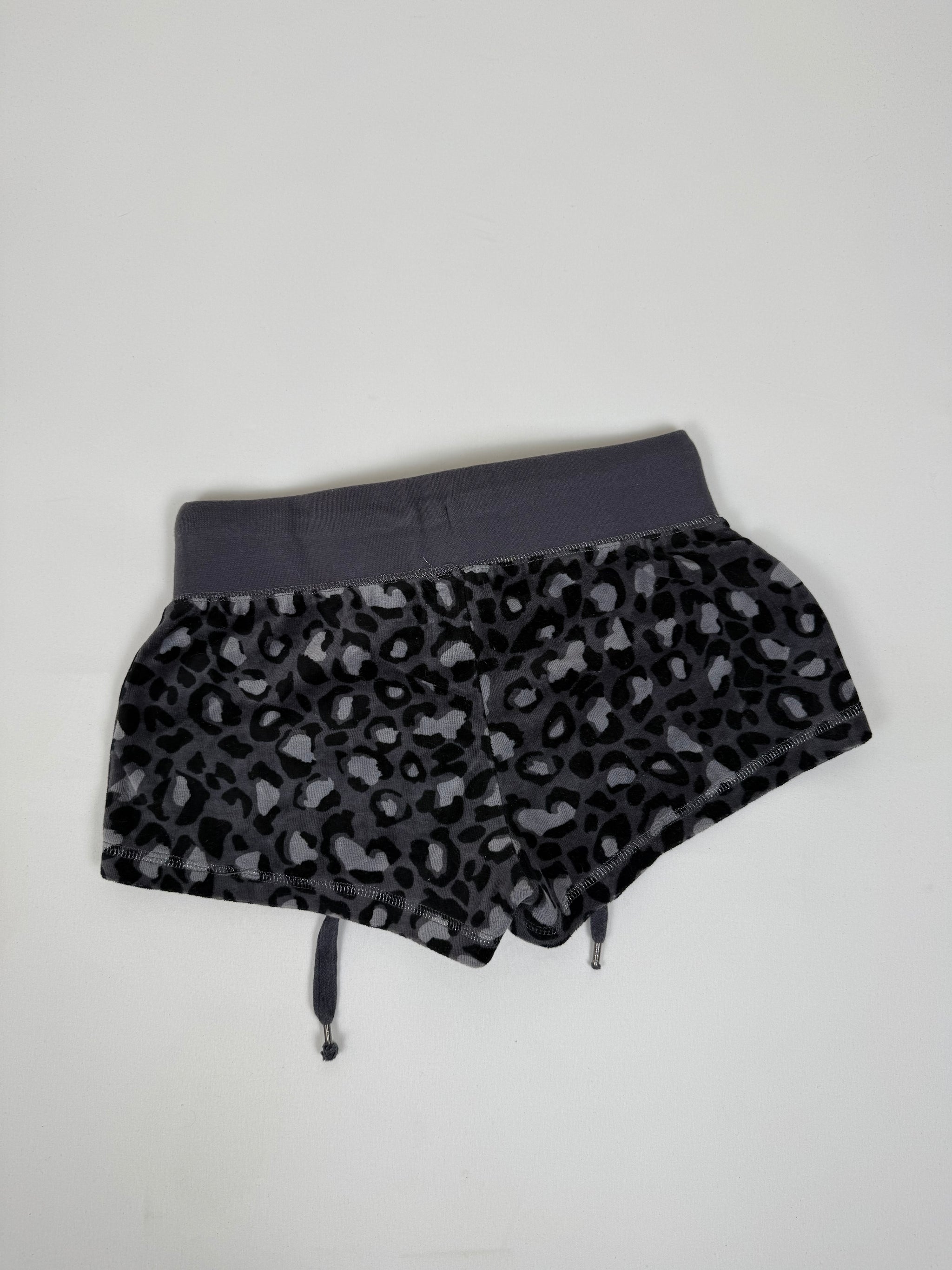 Grey velvet animal print mini short (XS)