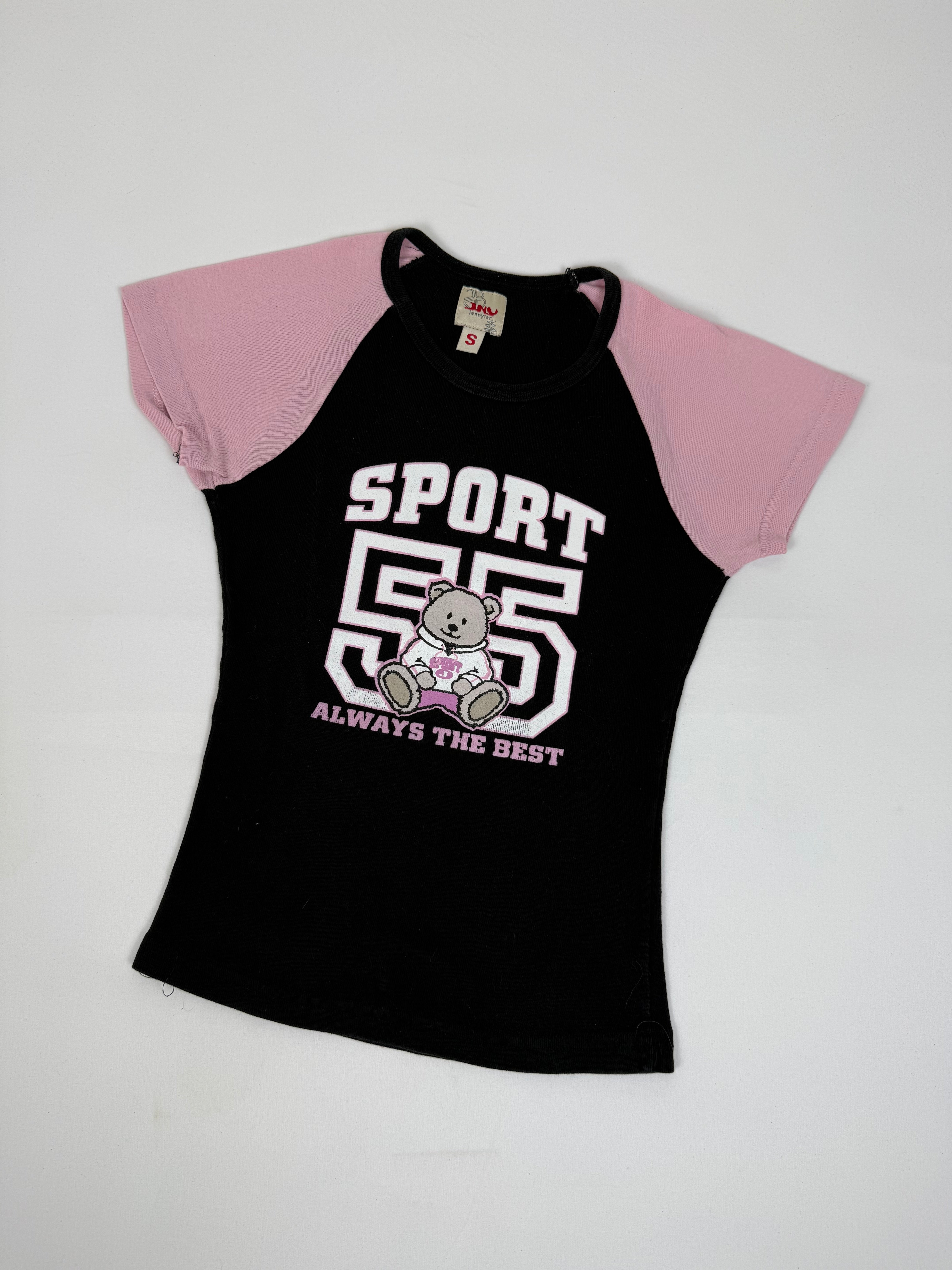 Black & pink graphic cotton tee (XS)