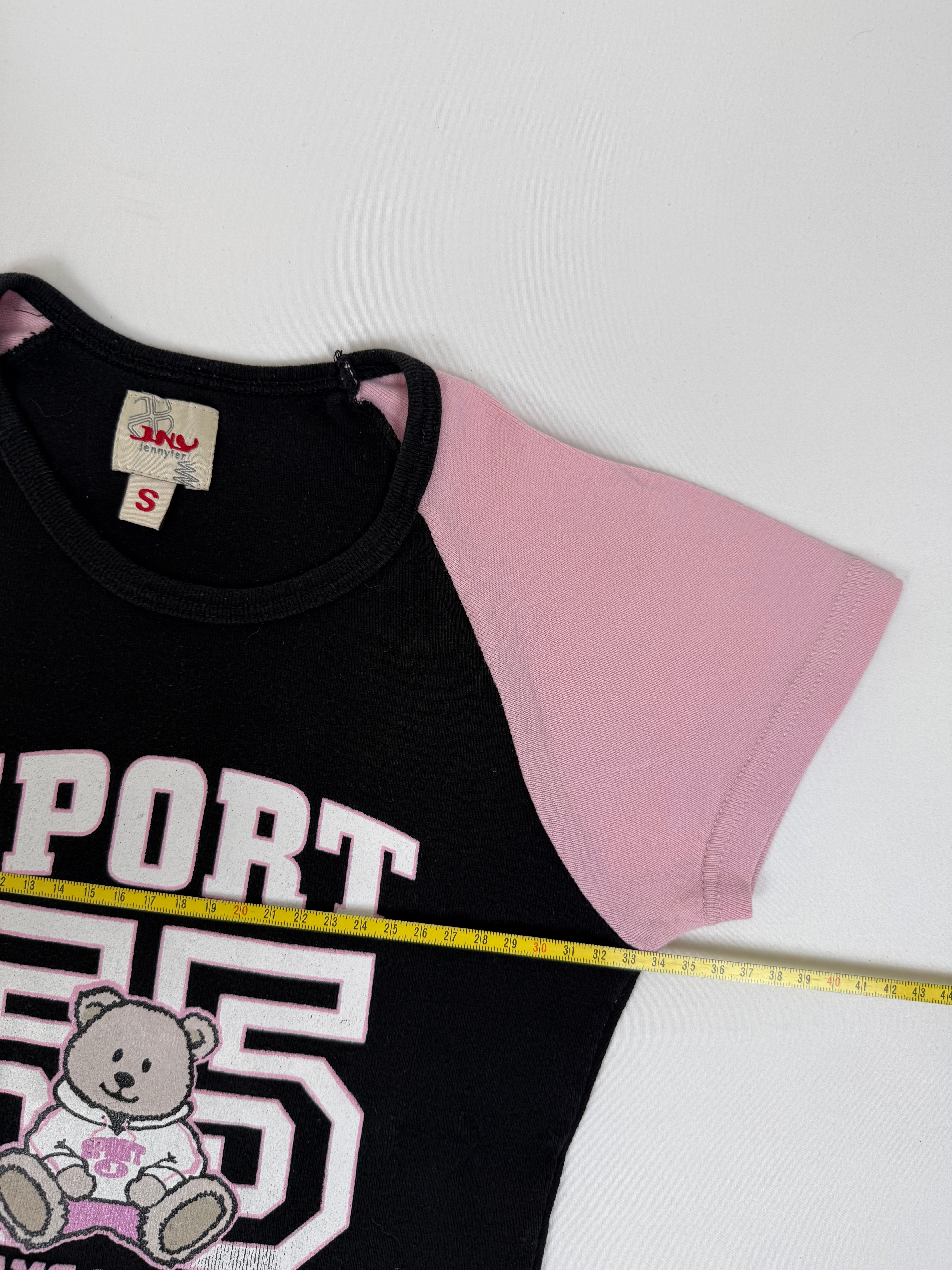 Black & pink graphic cotton tee (XS)