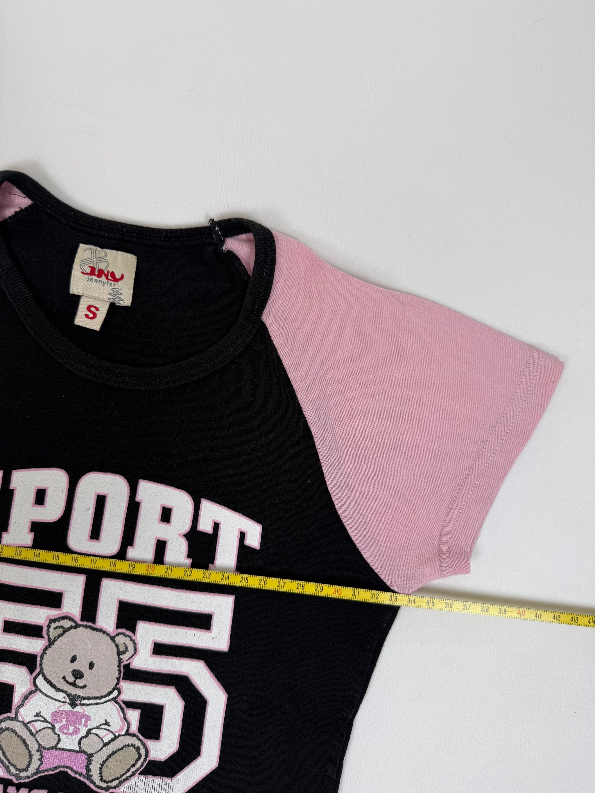 Black & pink graphic cotton tee (XS)