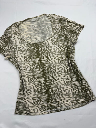 Khaki tiger print cotton tee (L)
