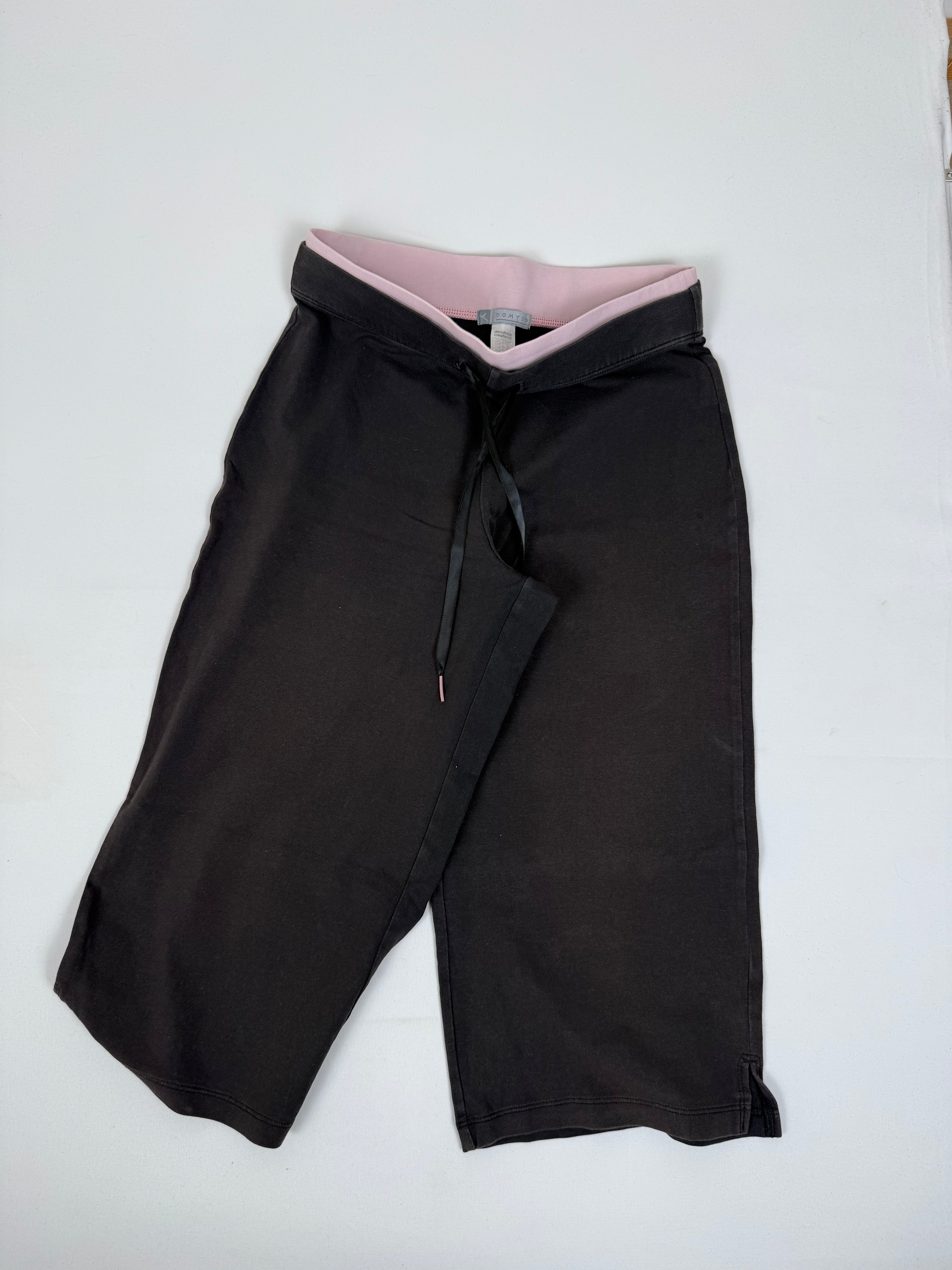 Pantalon corsaire ample extensible en coton noir (S)