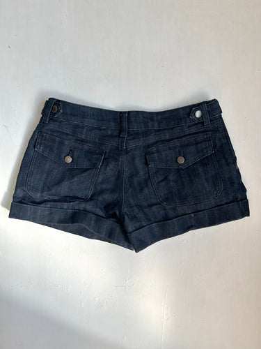 Navy denim cargo low rise mini short (L)