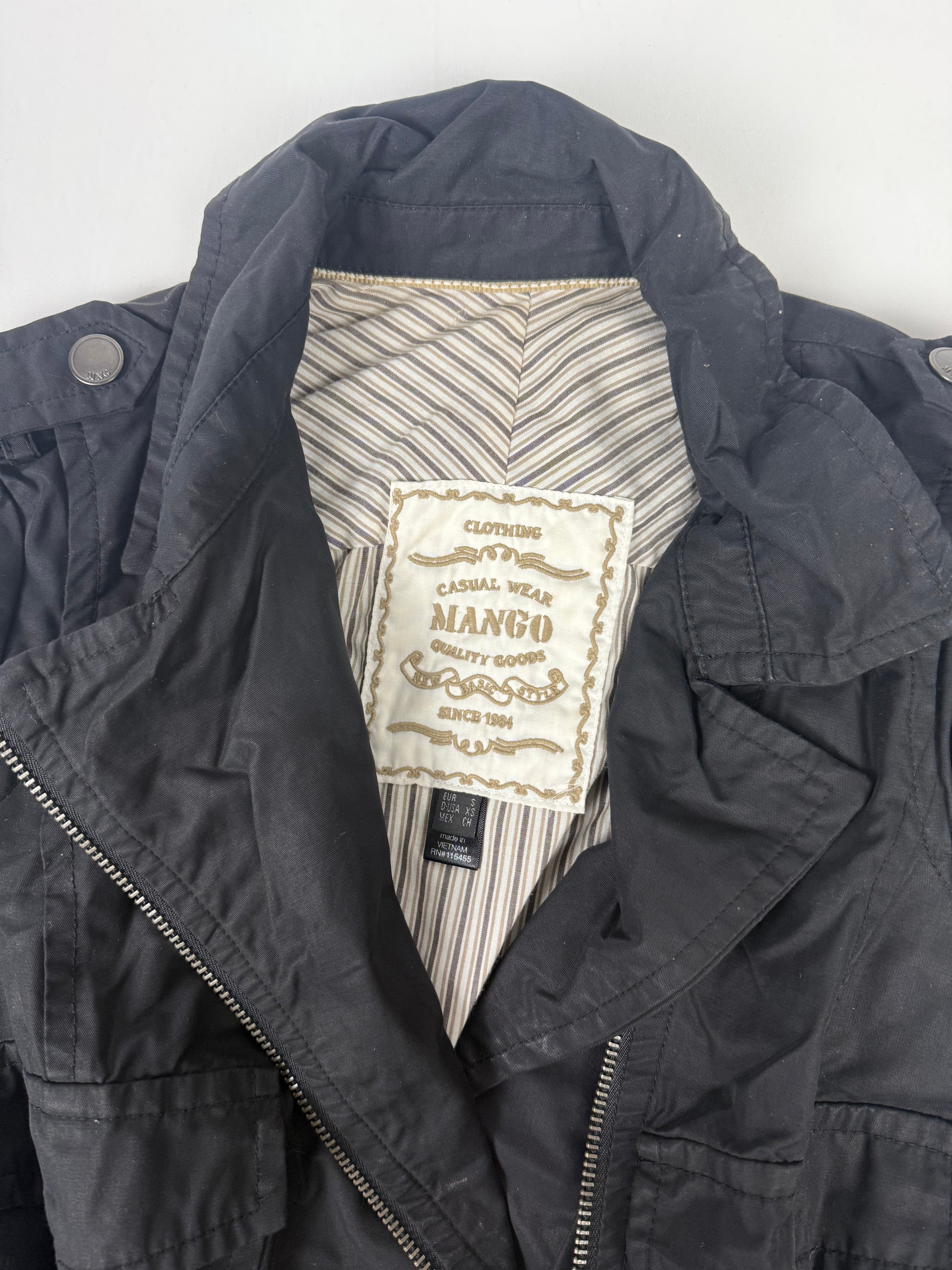 Black cotton zip up biker jacket (S)