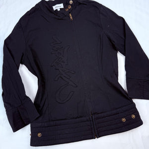 Black zip up 3/4 sleeves biker jacket (S)