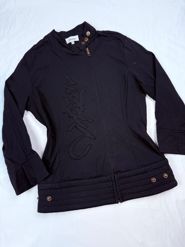 Black zip up 3/4 sleeves biker jacket (S)