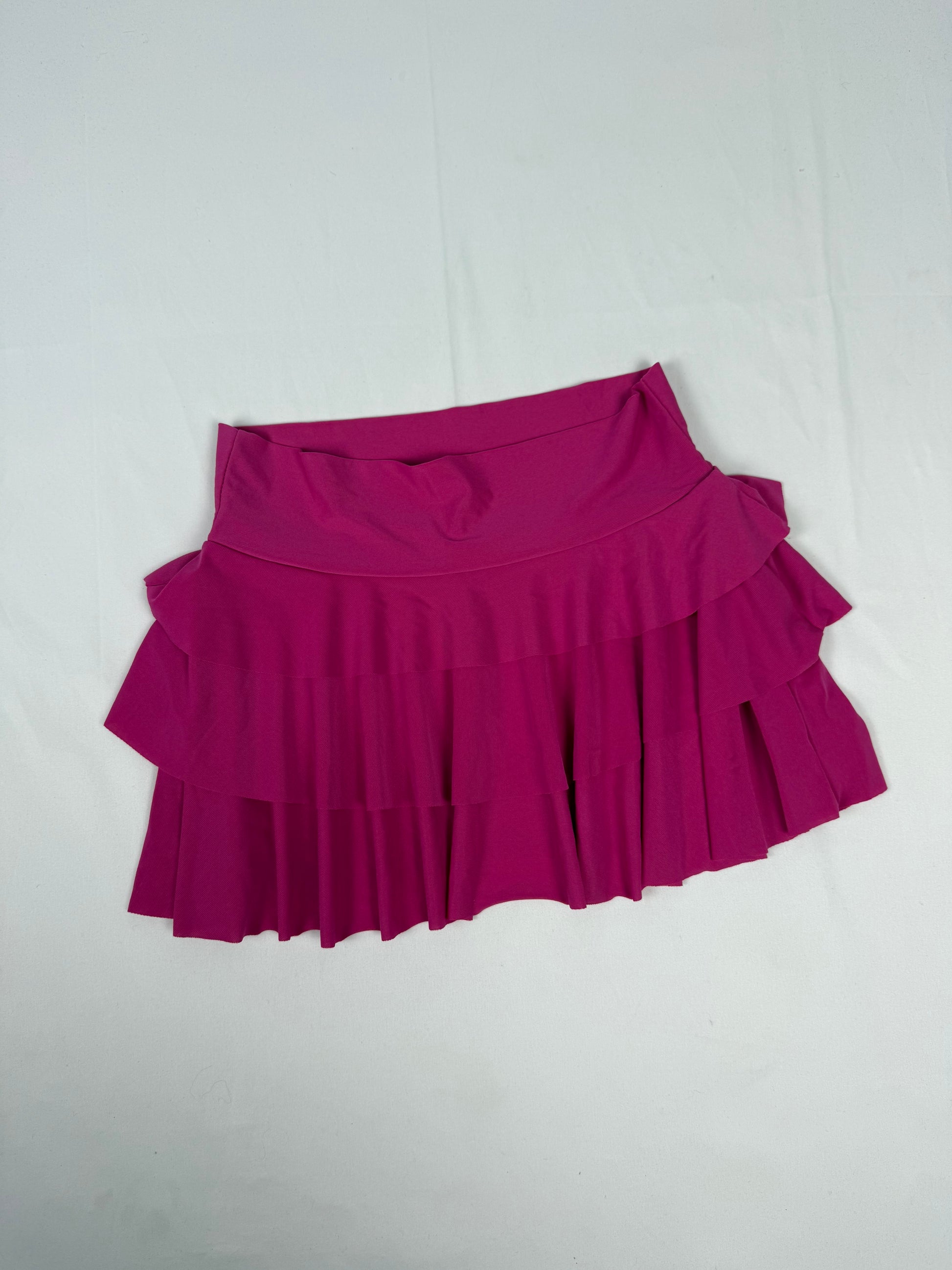 Pink pleated low rise mini skirt (S)