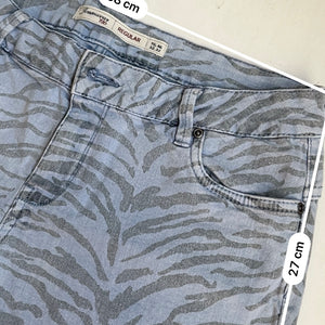 Blue tiger print denim  low rise mini short (M)