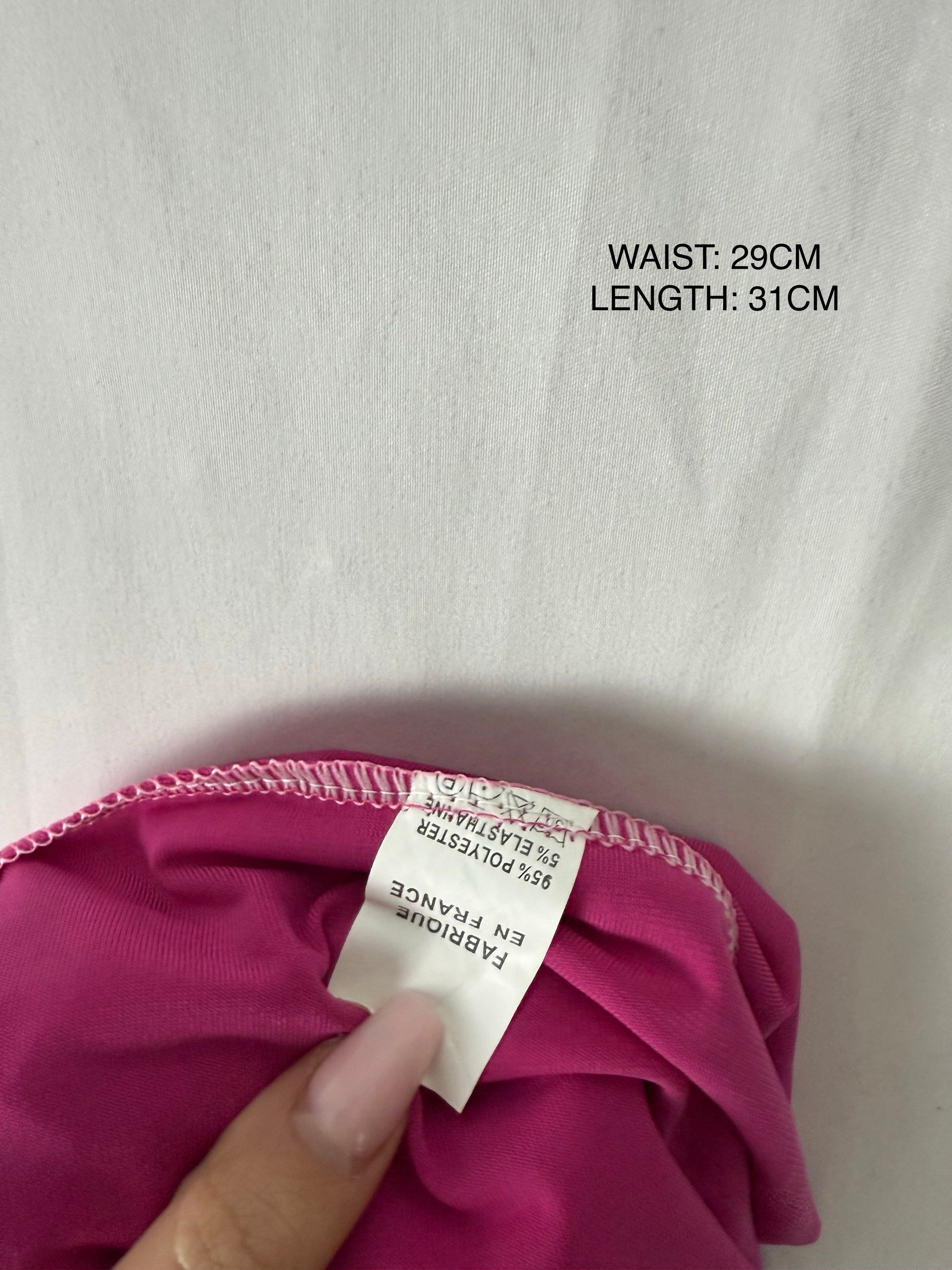 Pink pleated low rise mini skirt (S)