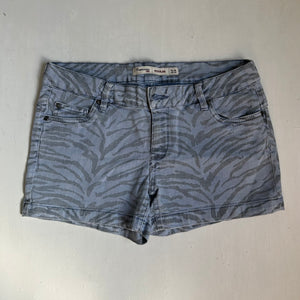Blue tiger print denim  low rise mini short (M)