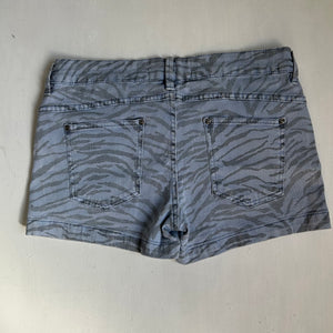 Blue tiger print denim  low rise mini short (M)