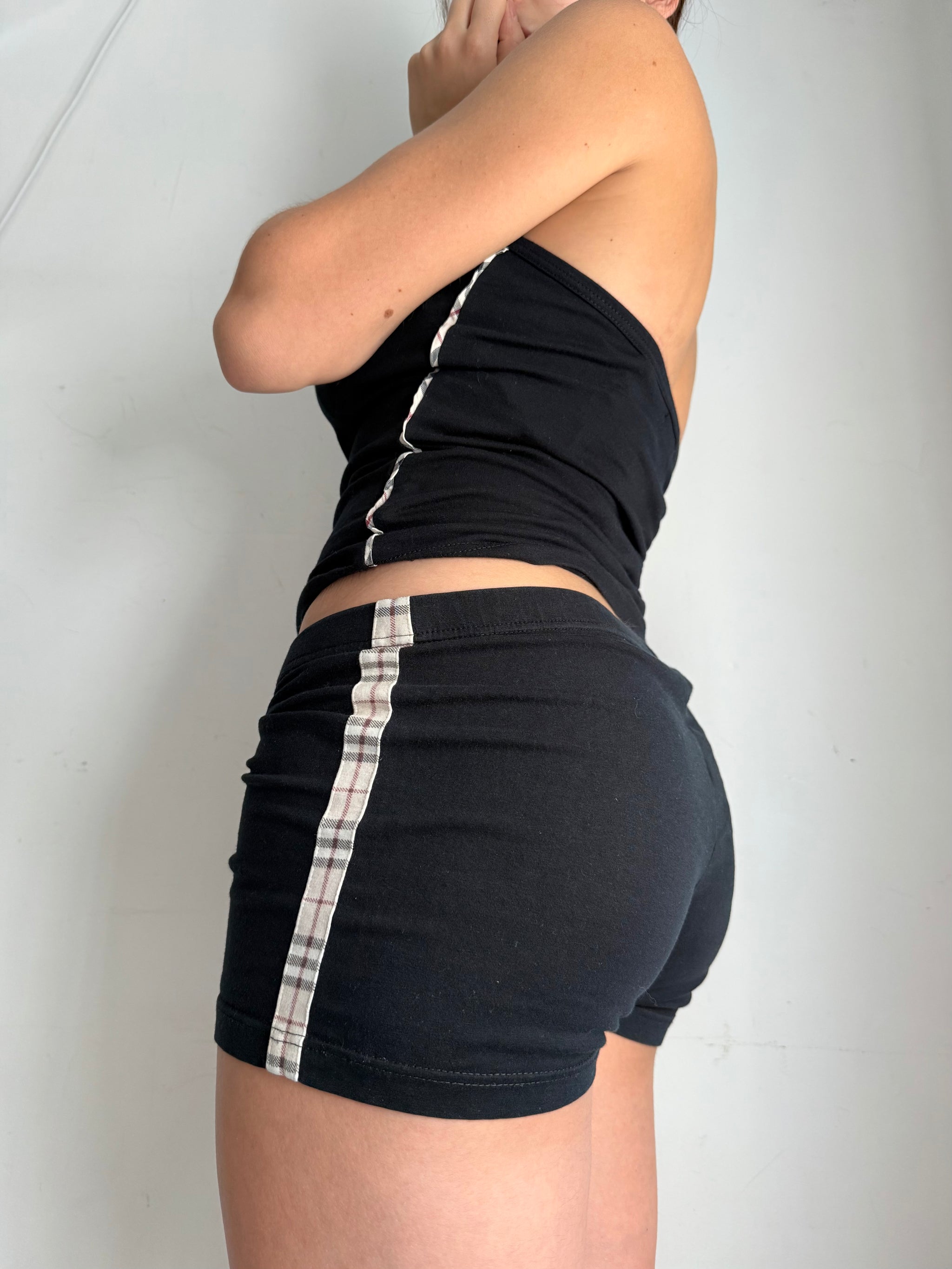 Black 100% cotton mini short + top set (S/M)