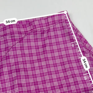 Pink check print low rise pleated mini tennis skirt (S)