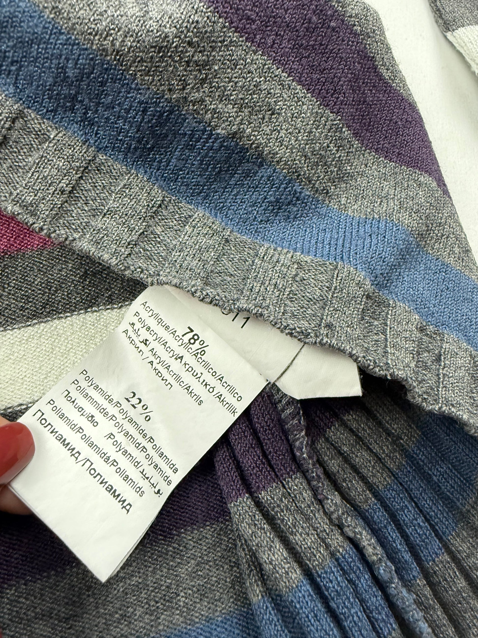 Grey striped V neck jumper (S/M)