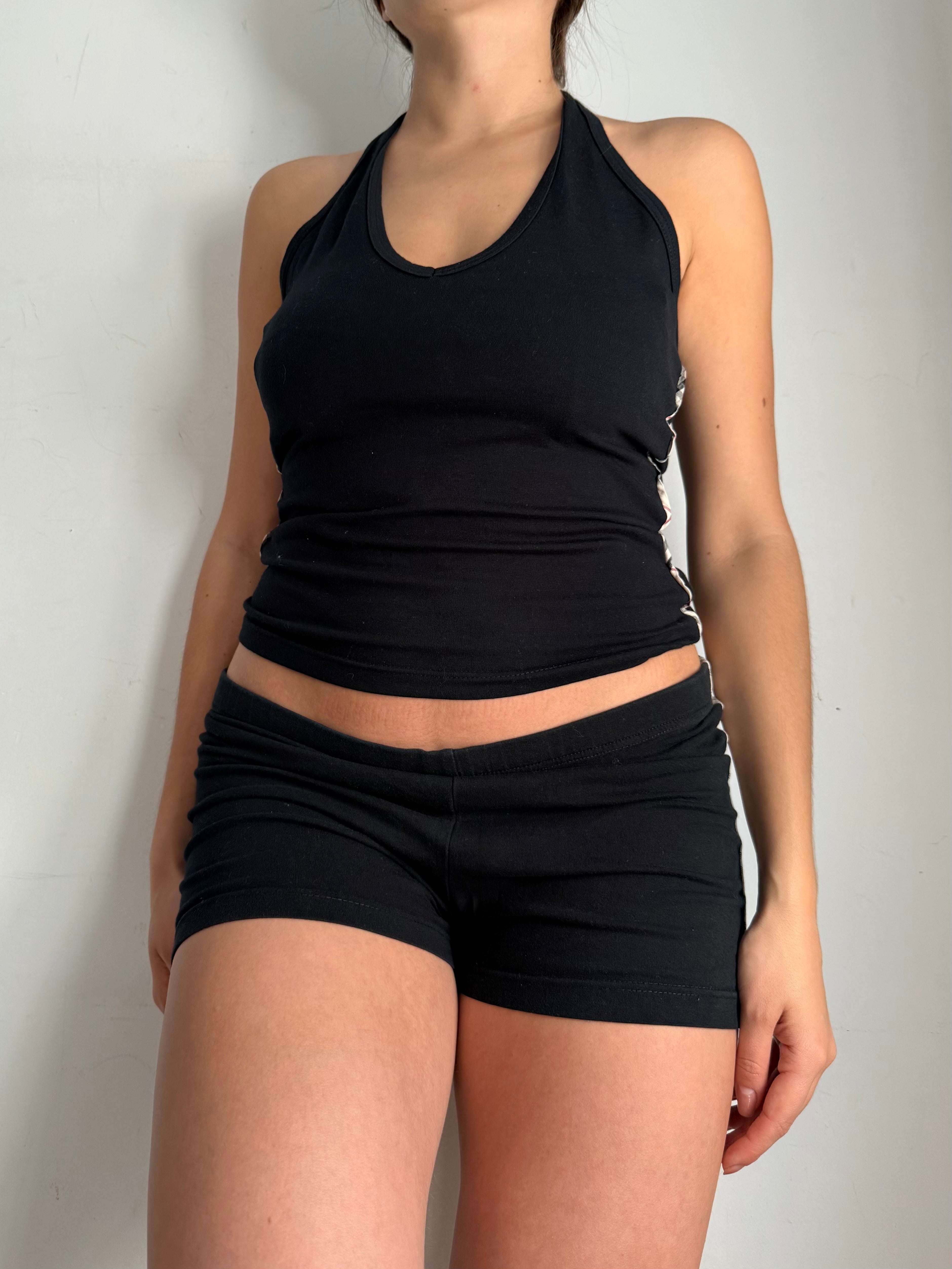 Black 100% cotton mini short + top set (S/M)