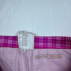 Pink check print low rise pleated mini tennis skirt (S)