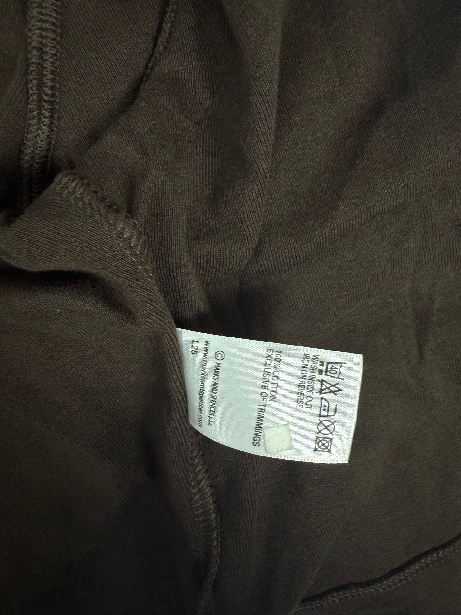 Brown tie up cotton long sleeves pearls bolero top (M)