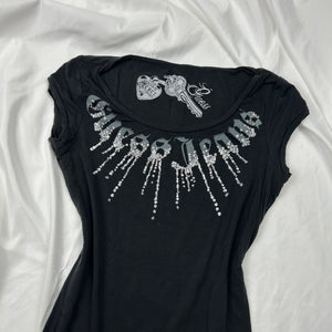 Black strass logo tee (S)