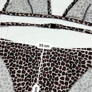 Brown panther print low waisted bikini set (M)