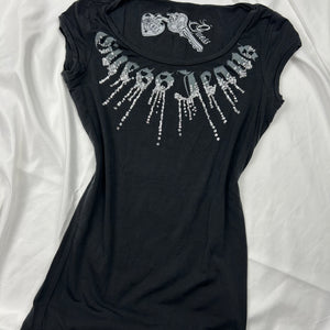 Black strass logo tee (S)