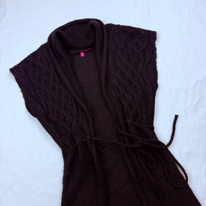 Black knitted tie up cardigan jumper (S)