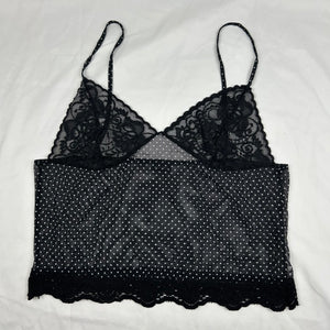 Black mesh polka dots babydoll cami top (M/L)