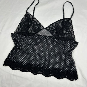 Black mesh polka dots babydoll cami top (M/L)