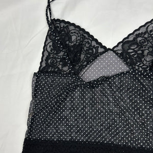 Black mesh polka dots babydoll cami top (M/L)