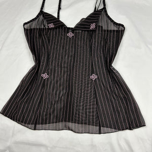 Brown mesh babydoll cami top (M)