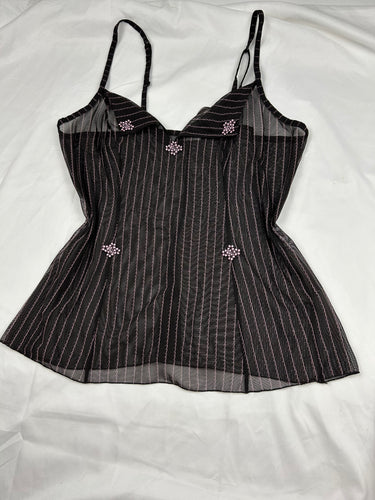 Brown mesh babydoll cami top (M)
