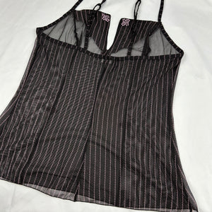 Brown mesh babydoll cami top (M)