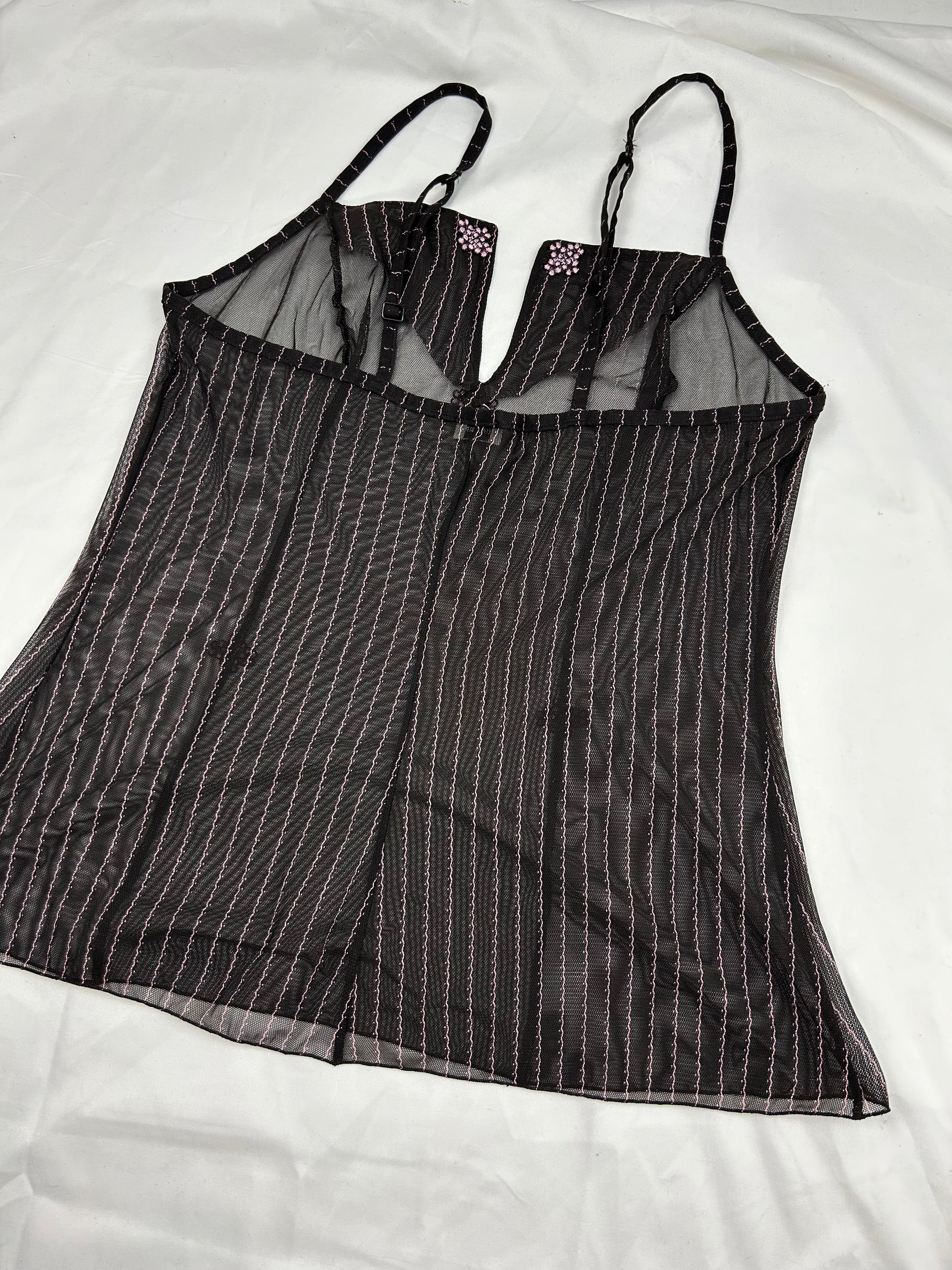 Brown mesh babydoll cami top (M)