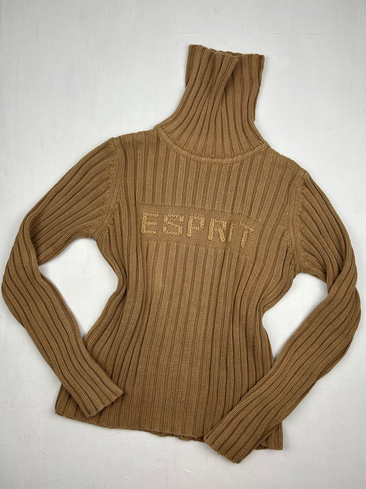 Beige ribbed turtleneck  jumper (S/M)