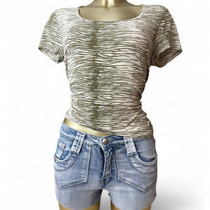 Khaki tiger print cotton tee (L)